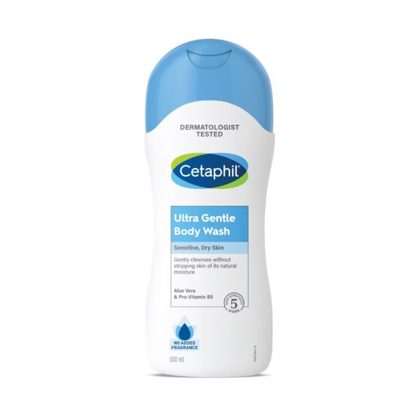 CETAPHIL Ultra Gentle Body Wash 500ml for Sabun Mandi, Sabun Badan with Aloe Vera