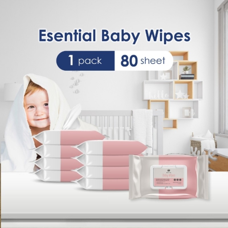 ESENTIAL Non Alcohol Baby Wipes 80's with natural Aloe Vera tisu basah for sensitive skin 宝宝濕紙巾