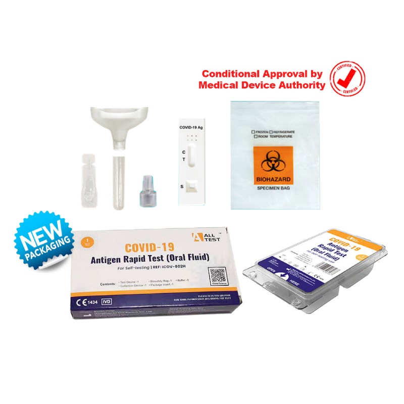 ALL TEST Covid 19 Saliva Antigen Rapid Test Kit for Covid Test Kit, Covid Test Kit (MDA Approved)