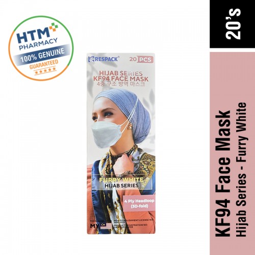 Respack KF94 Face Mask 20's (Hijab Series) - Furry White