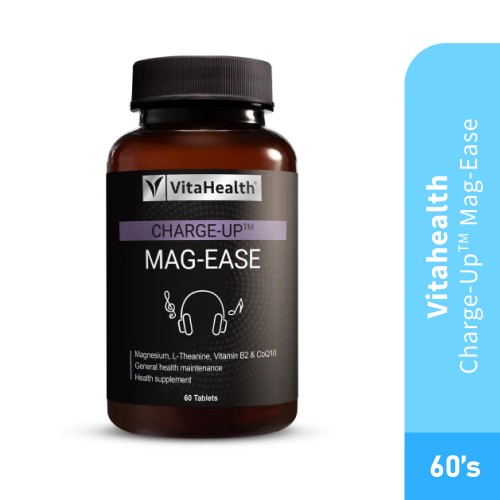 VITAHEALTH Charge-Up Mag-Ease 60's with L-Theanine, Coq10, Vitahealth Mag Ease