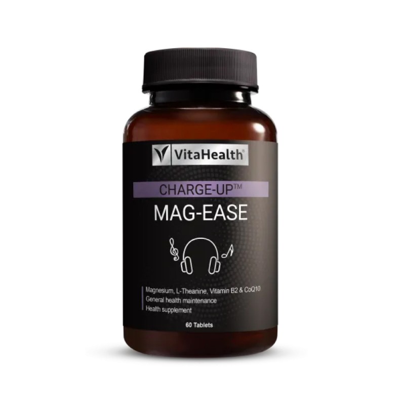 VITAHEALTH Charge-Up Mag-Ease 60's with L-Theanine, Coq10, Vitahealth Mag Ease