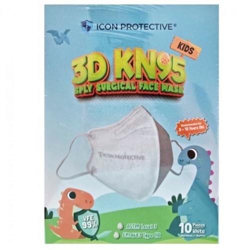 Icon Protective 3D KN95 5ply Surgical Face Mask 10's (Kids) - White