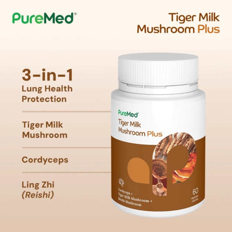 PUREMED Tiger Milk Mushroom Plus 60’s x 2 – Respiratory & Immune Health Support