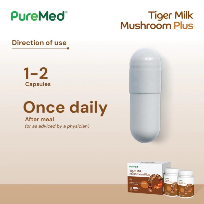 PUREMED Tiger Milk Mushroom Plus 60’s x 2 – Respiratory & Immune Health Support
