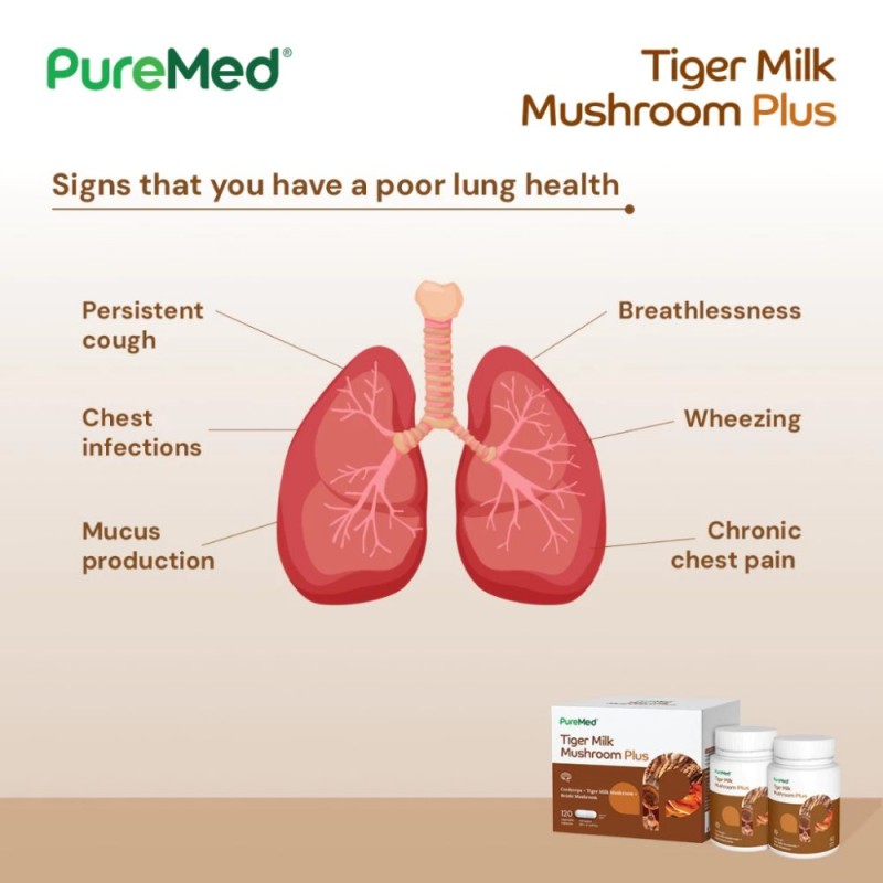 PUREMED Tiger Milk Mushroom Plus 60’s x 2 – Respiratory & Immune Health Support