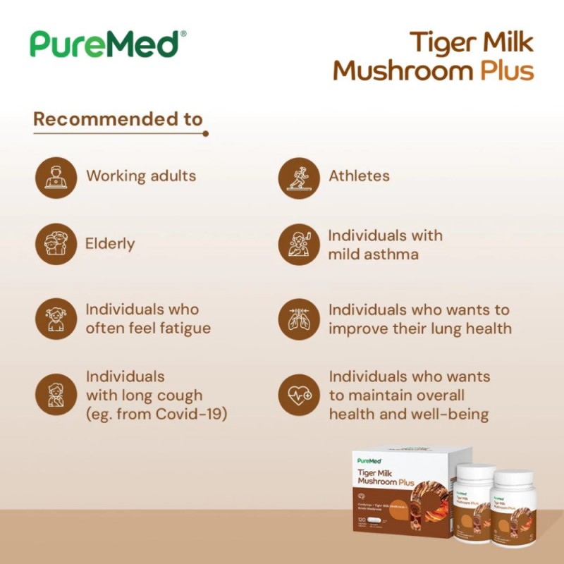 PUREMED Tiger Milk Mushroom Plus 60’s x 2 – Respiratory & Immune Health Support