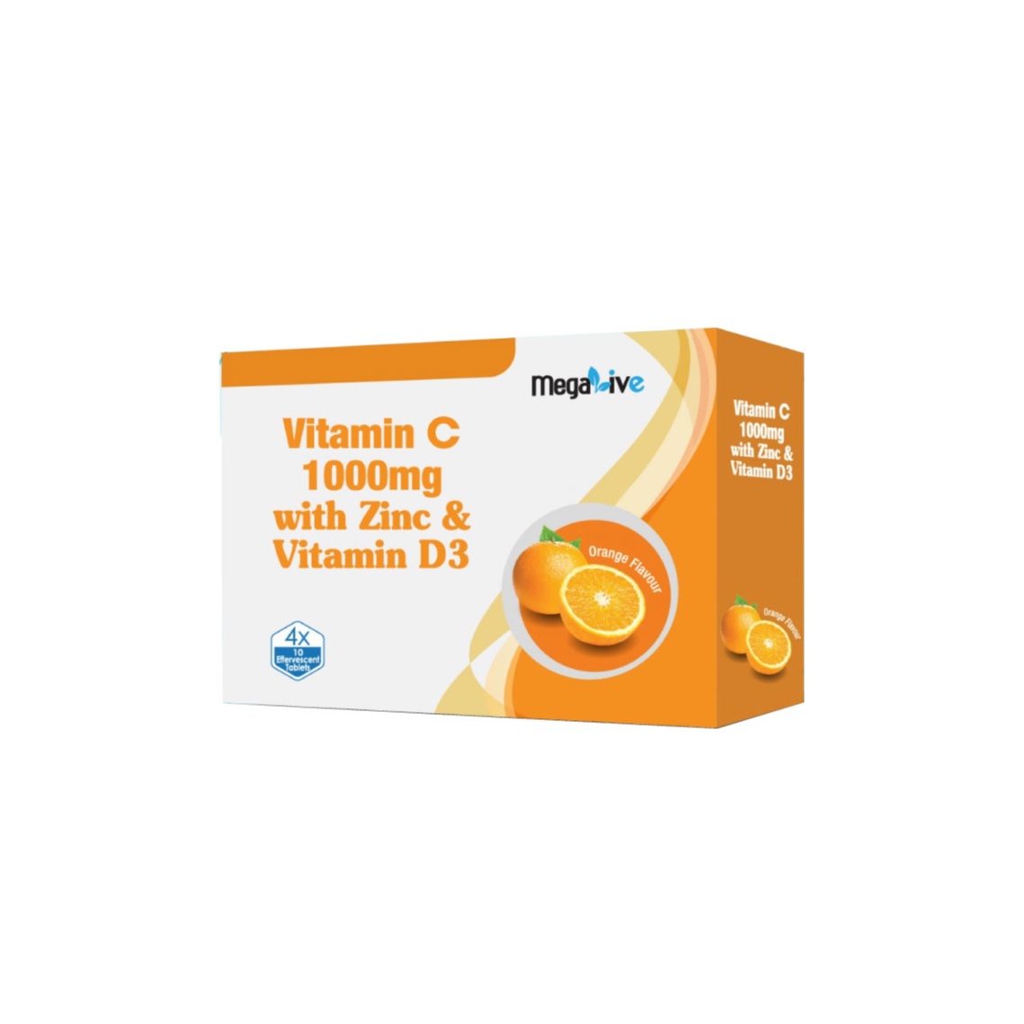Megalive Vitamin C 1000mg With Zinc & Vitamin D3 Effervescent Tablet 4 x 10's