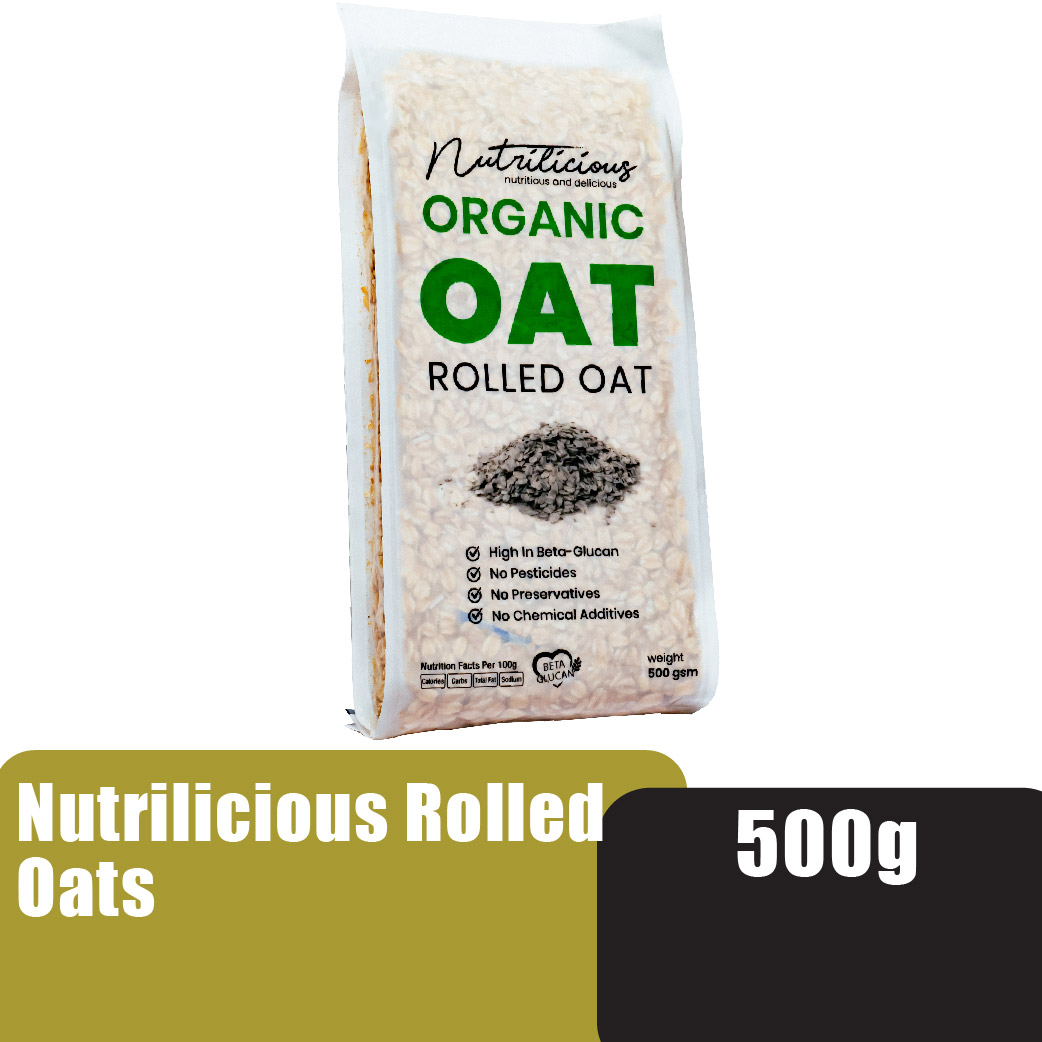 NUTRILICIOUS Rolled Oat Original 500g ( Organic Oat / 麦片 / 燕麦片 / 燕麦 / Rolled Oats Like Quaker Oat )