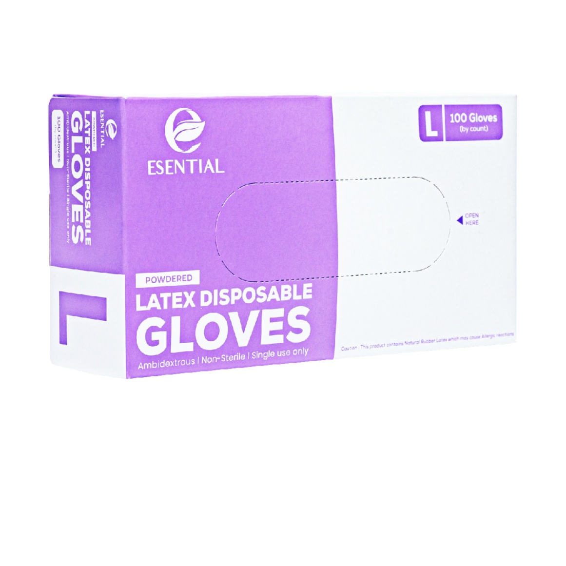 ESENTIAL Latex Powder Disposable Gloves 100's -L size /sarung tangan getah/一次性手套
