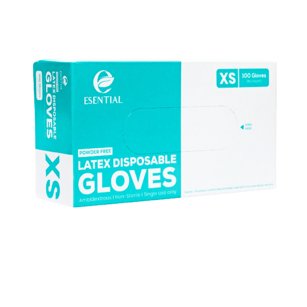ESENTIAL Latex Powder Free Disposable Gloves 100's -XS size /sarung tangan getah/一次性手套