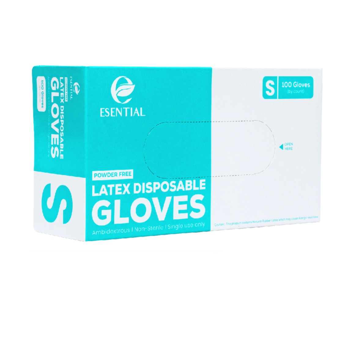 ESENTIAL Latex Powder Free Disposable Gloves 100's -S size /sarung tangan getah/一次性手套