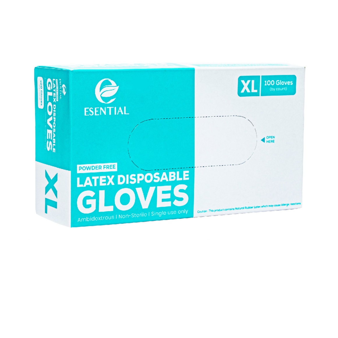 ESENTIAL Latex Powder Free Disposable Gloves 100's -XL size /sarung tangan getah/一次性手套
