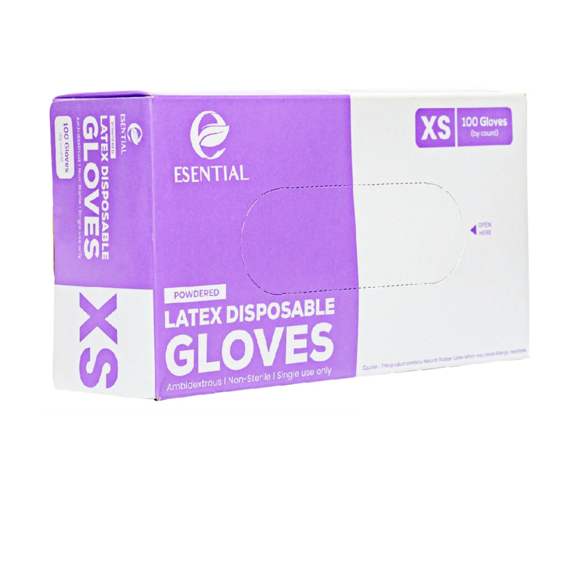 ESENTIAL Latex Powder Disposable Gloves 100's -XS size /sarung tangan getah/一次性手套