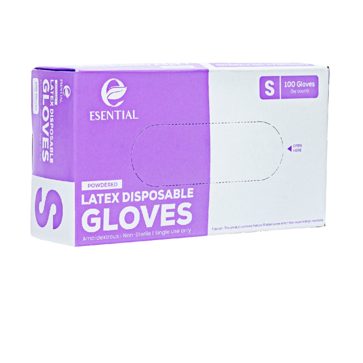 ESENTIAL Latex Powder Disposable Gloves 100's -S size /sarung tangan getah/一次性手套
