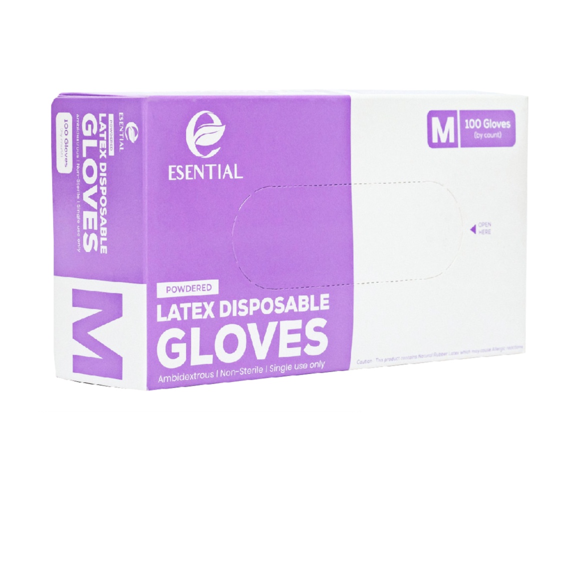 ESENTIAL Latex Powder Disposable Gloves 100's -M size /sarung tangan getah/一次性手套
