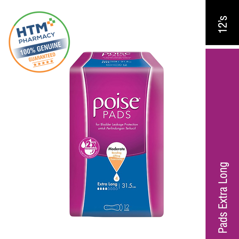 Poise Pads Extra Long 16's (old) / 12's (new)