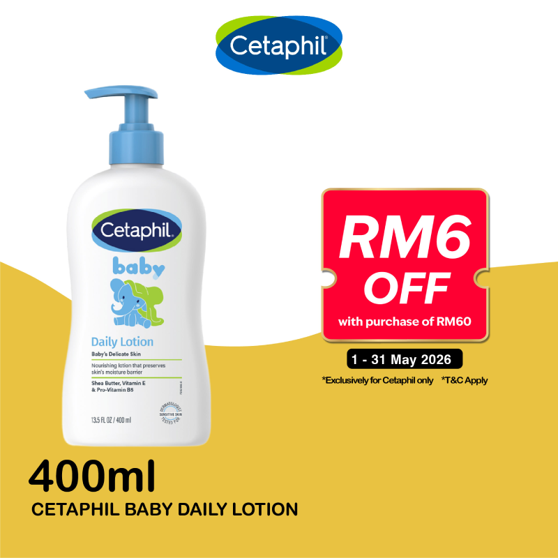 CETAPHIL Baby Daily Lotion 400ml for Moisturizer, Pelembab Baby, Baby Lotion, Krim Baby