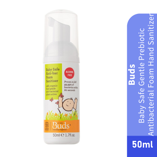 Buds Baby Safe Gentle Prebiotic Antibacterial Foam Hand sanitizer 50ml - Suitable for sensitive skin