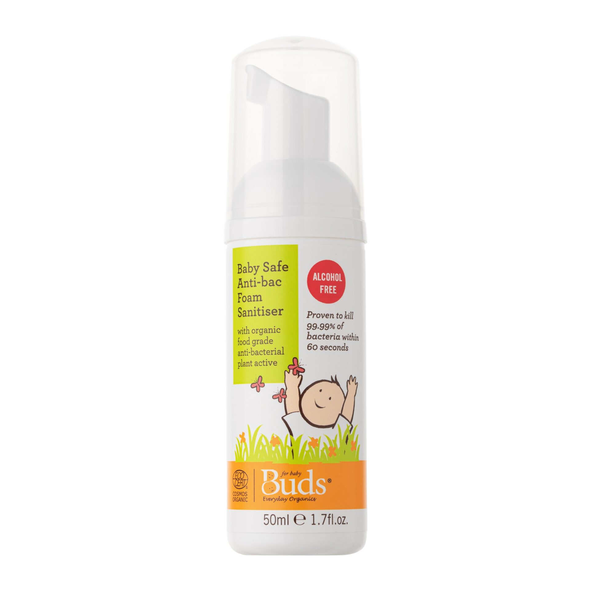 Buds Baby Safe Gentle Prebiotic Antibacterial Foam Hand sanitizer 50ml - Suitable for sensitive skin