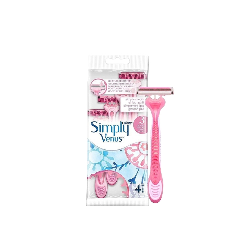 GILLETTE SIMPLY VENUS 3 DISPOSABLE 4'S (PINK)