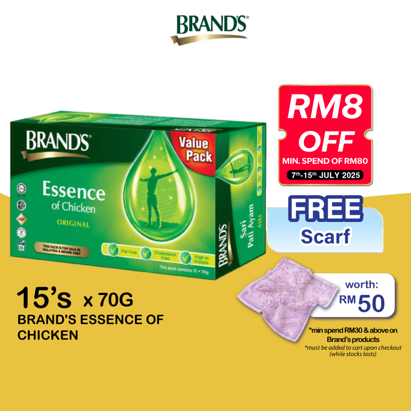 BRANDS Essence of Chicken 70g X 15's with High Protein Chicken Essence for Immune & Energy Booster, Pati Ayam