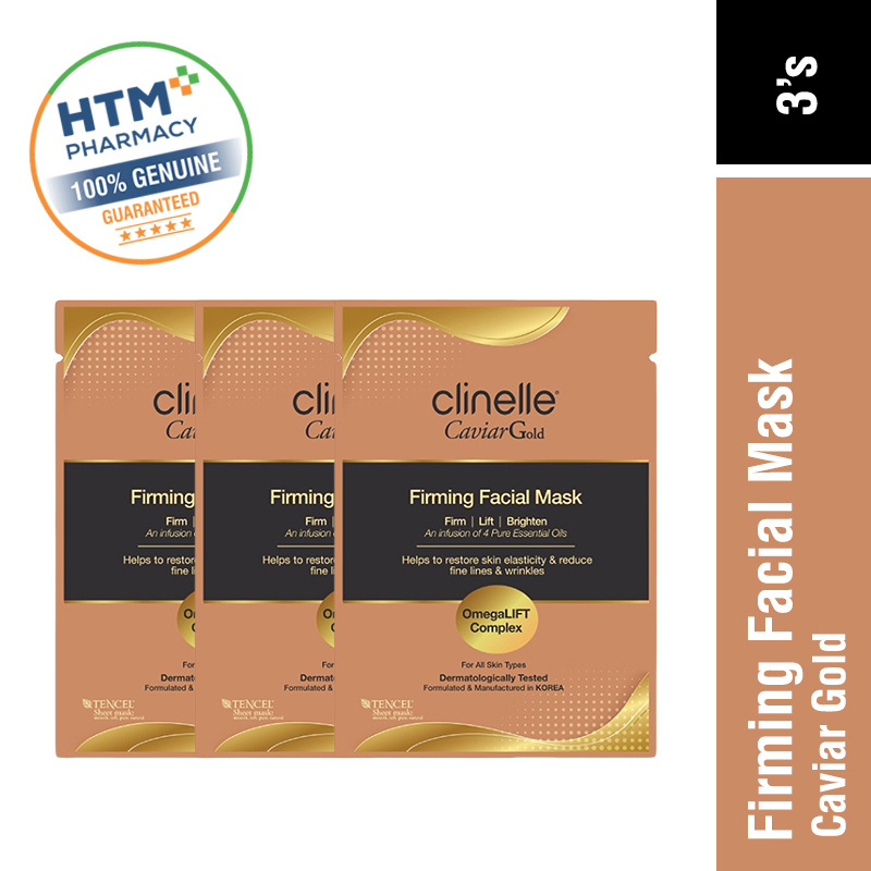 CLINELLE CAVIAR GOLD FIRMING FACIAL MASK 3'S
