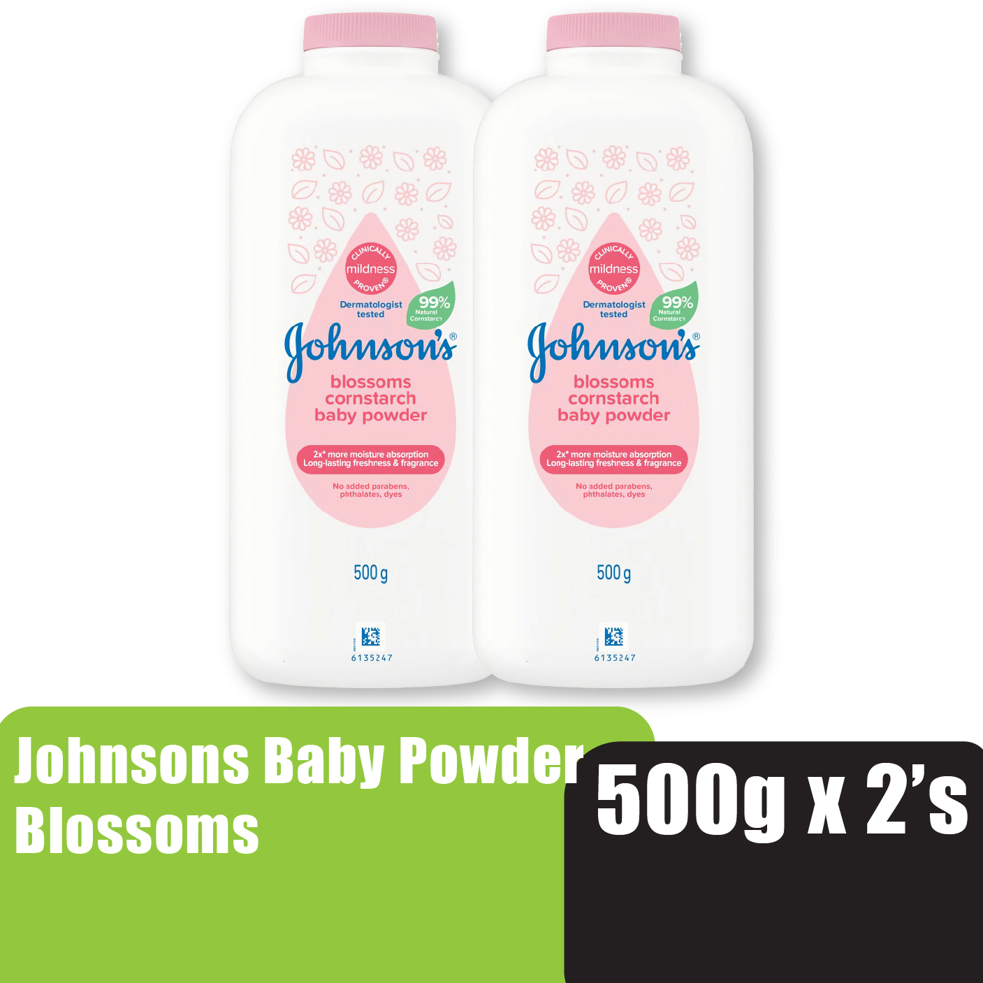 JOHNSONS BABY POWDER 500G X 2 - BLOSSOMS