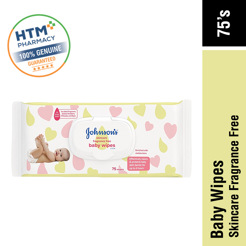 JOHNSONS BABY SKINCARE WIPES FRAGRANCE FREE 75'S