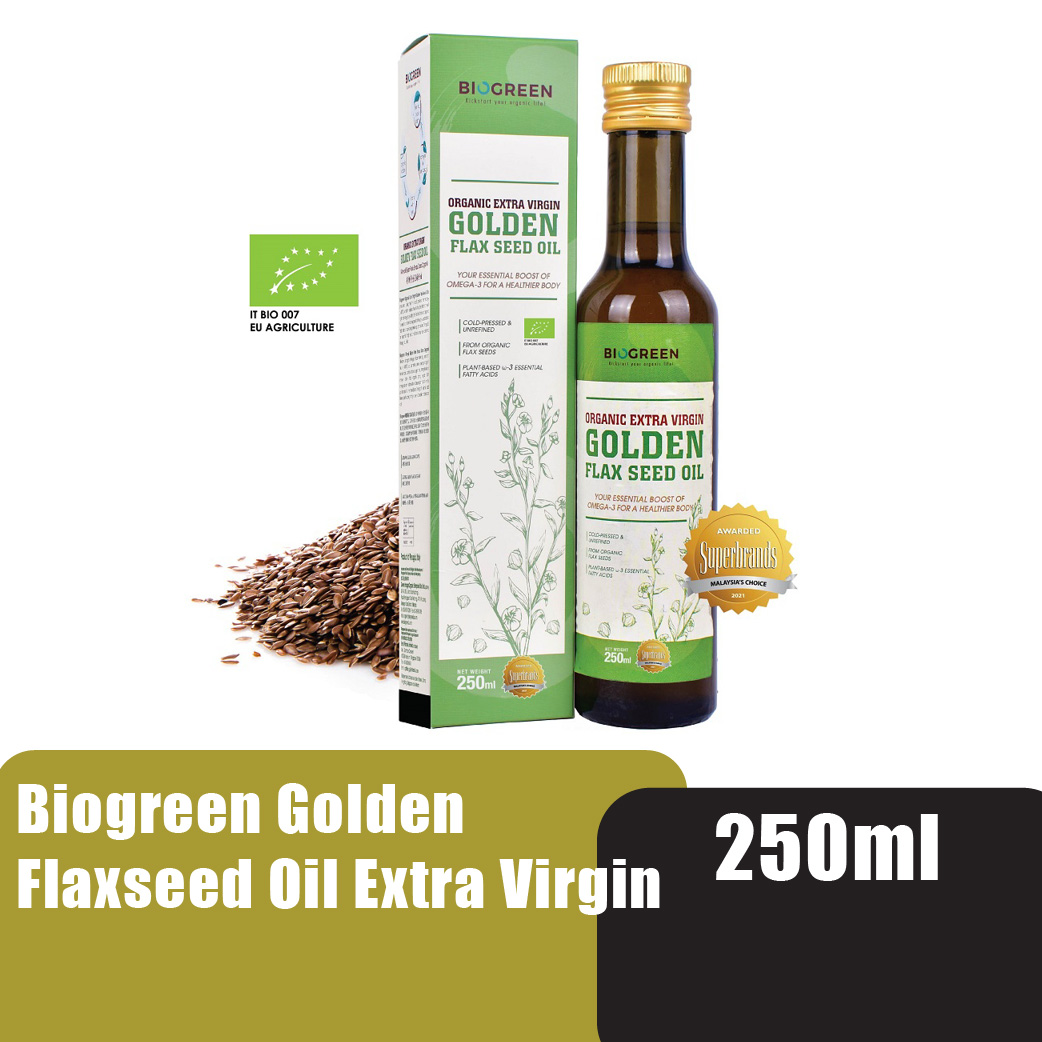 BIOGREEN Organic Extra Virgin Golden Flaxseed Oil 250ml