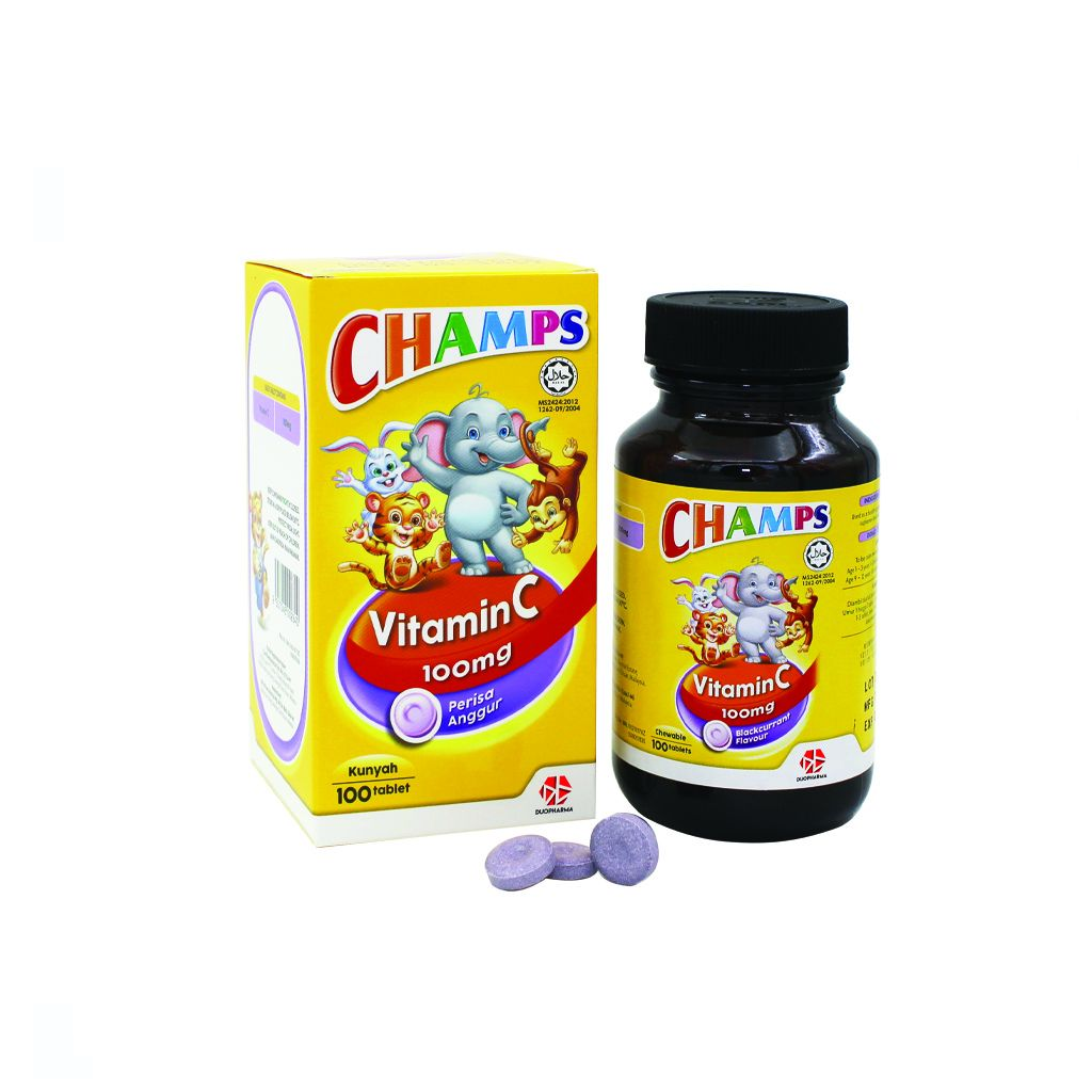 Champs C Chewable 100MG 100'S - Blackcurrant