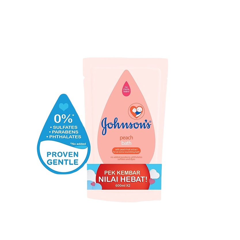 JOHNSONS BABY BATH & WASH 600ML X 2  (REFILL) - PEACH