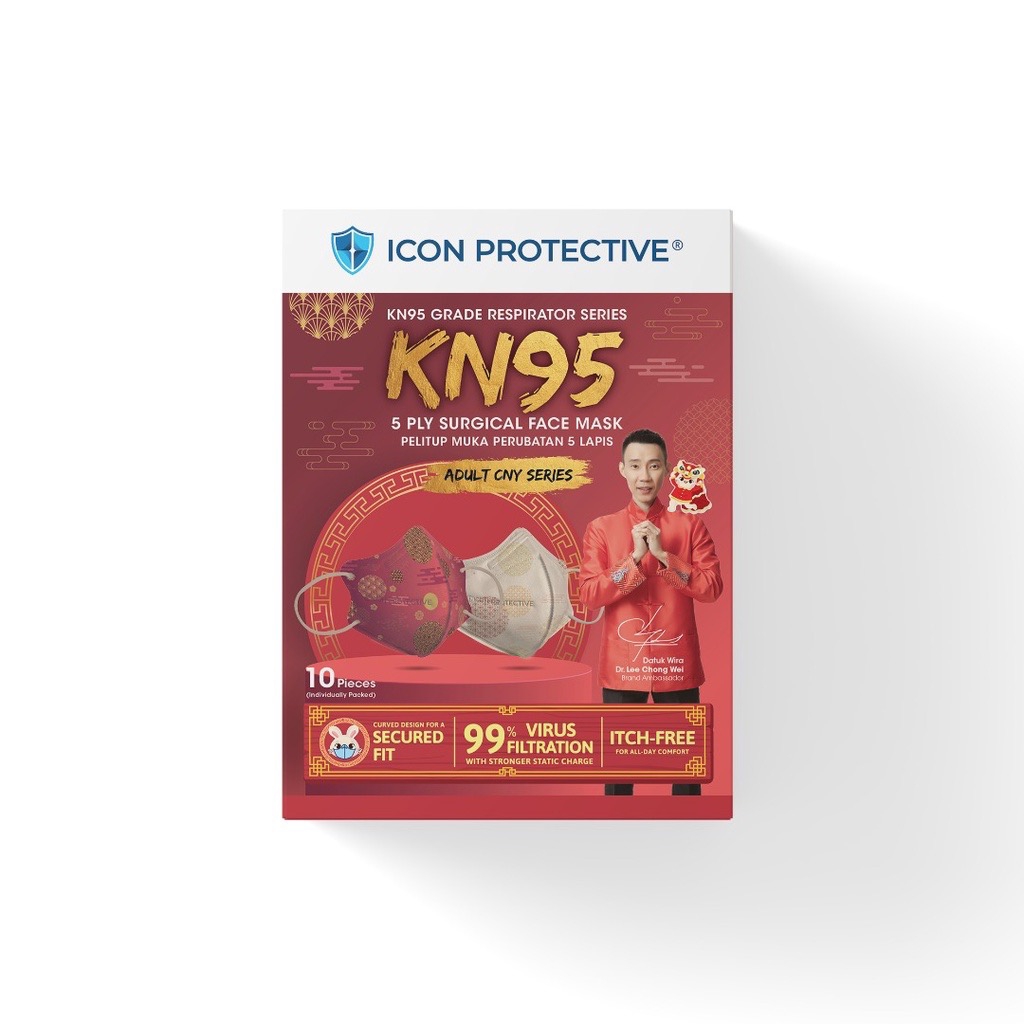 ICON PROTECTIVE KN95 5PLY SURGICAL FACE MASK 10'S - ADULT CNY SERIES