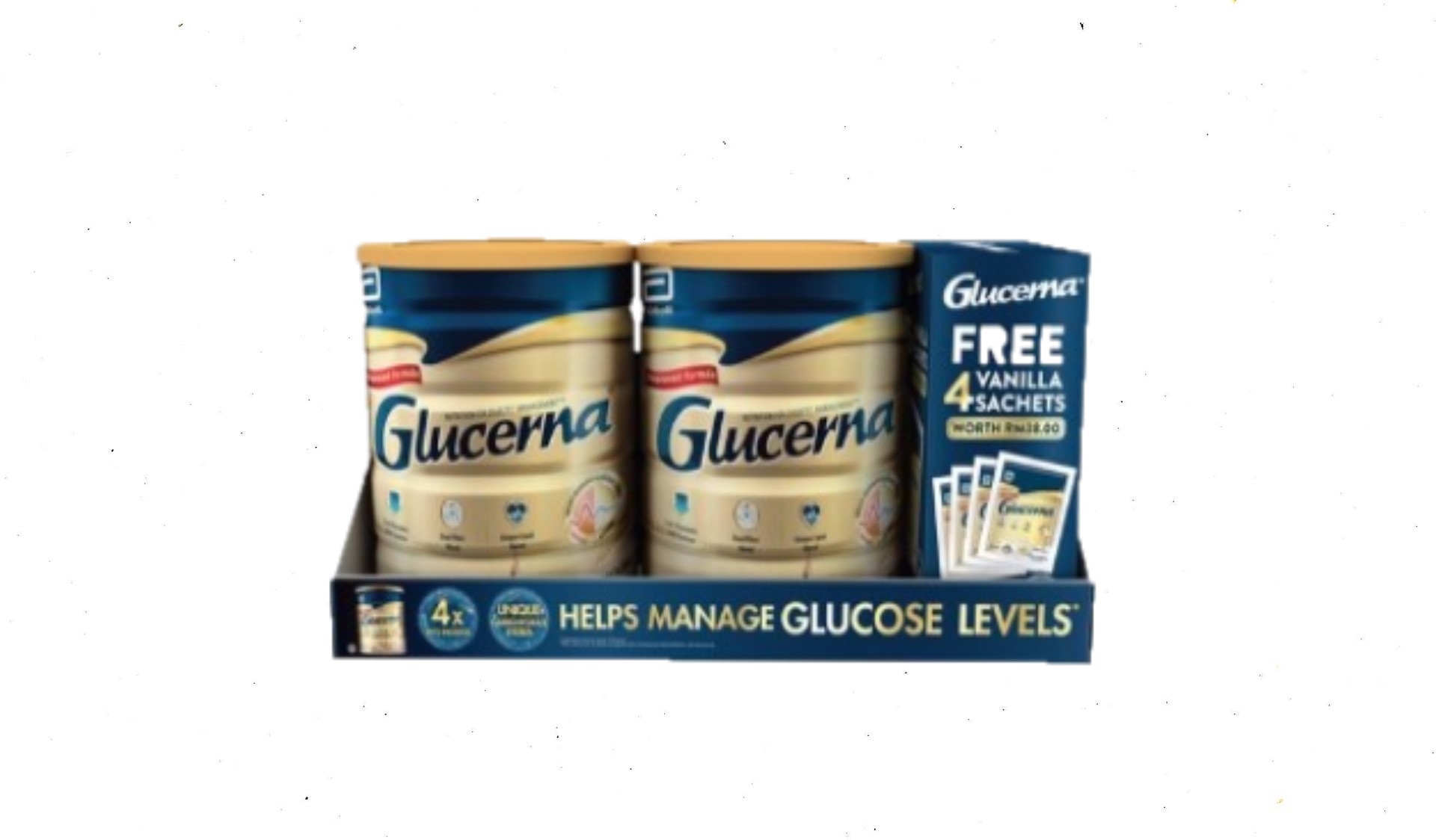 GLUCERNA 850G X 2 (WITH FOC 4 SACHET VANILLA) - WHEAT (2023 PACKING)