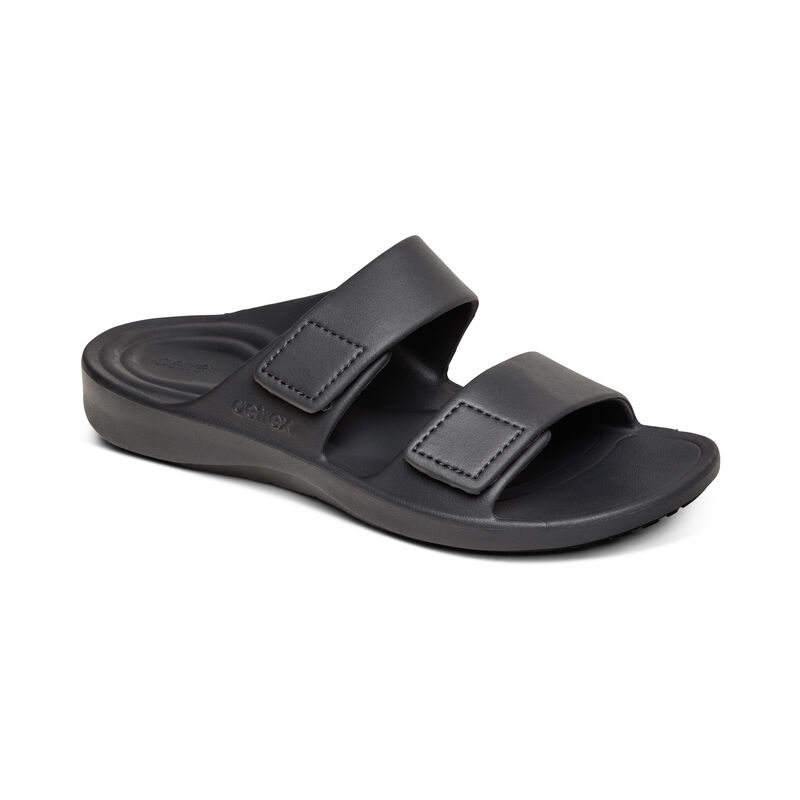 AETREX MENS MILOS SLIDE CHARCOAL - US 9