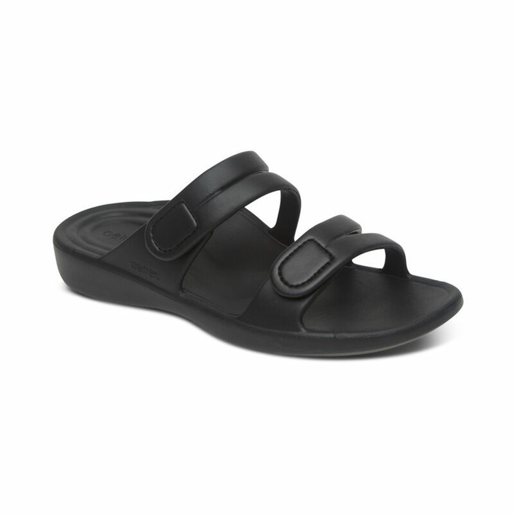 AETREX WOMENS JANEY SPORT SLIDE BLACK - US 7