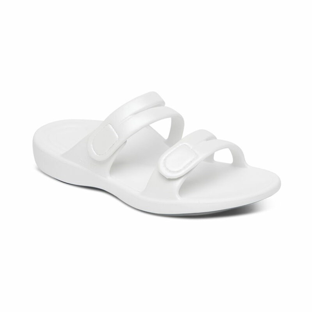 AETREX WOMENS JANEY SPORT SLIDE WHITE - US 6