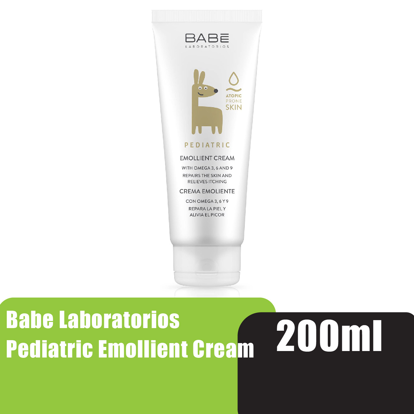 BABE LABORATORIOS Pediatric Emollient Cream 200ml with Omega 3, 6 & 9 - Itching Cream & Repair Skin (for Baby & Kids)