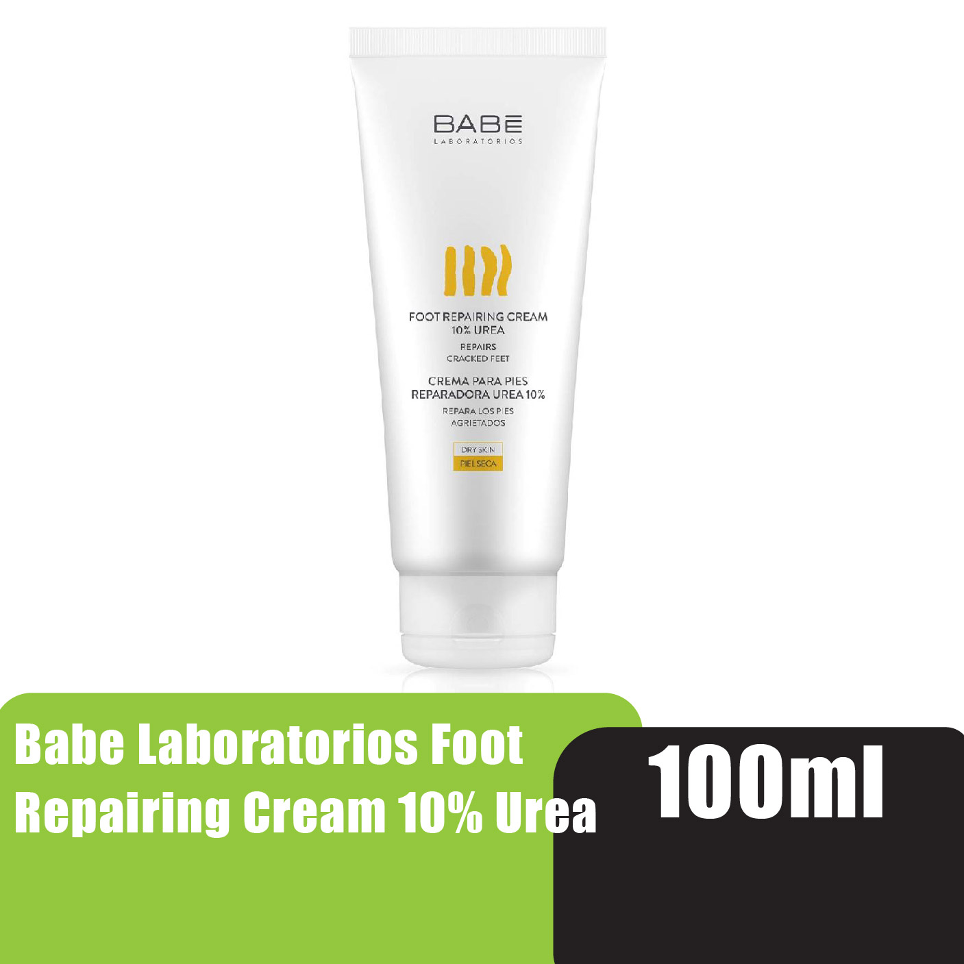 BABE LABORATORIOS Foot Repairing Cream 10% Urea 100ml - Cracked Heel Cream, Diabetic Foot Cream (for All Skin Types)