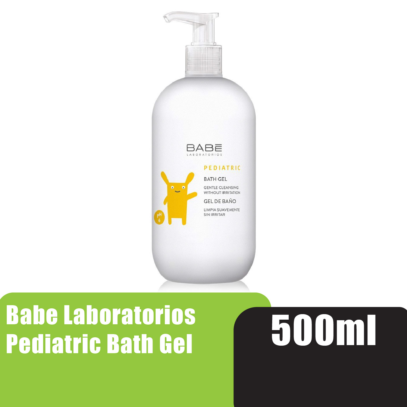 BABE LABORATORIOS Pediatric Bath Gel 500ml with Calendula, Mimosa & Aloe Vera - Extra Mild (for Baby and Kids)