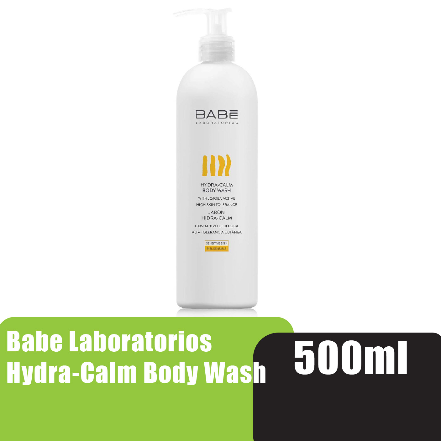 BABE LABORATORIOS Hydra-Calm Body Wash 500ml with Jojoba Oil for Moisturizing & Soothing Sensitive Skin Body Wash