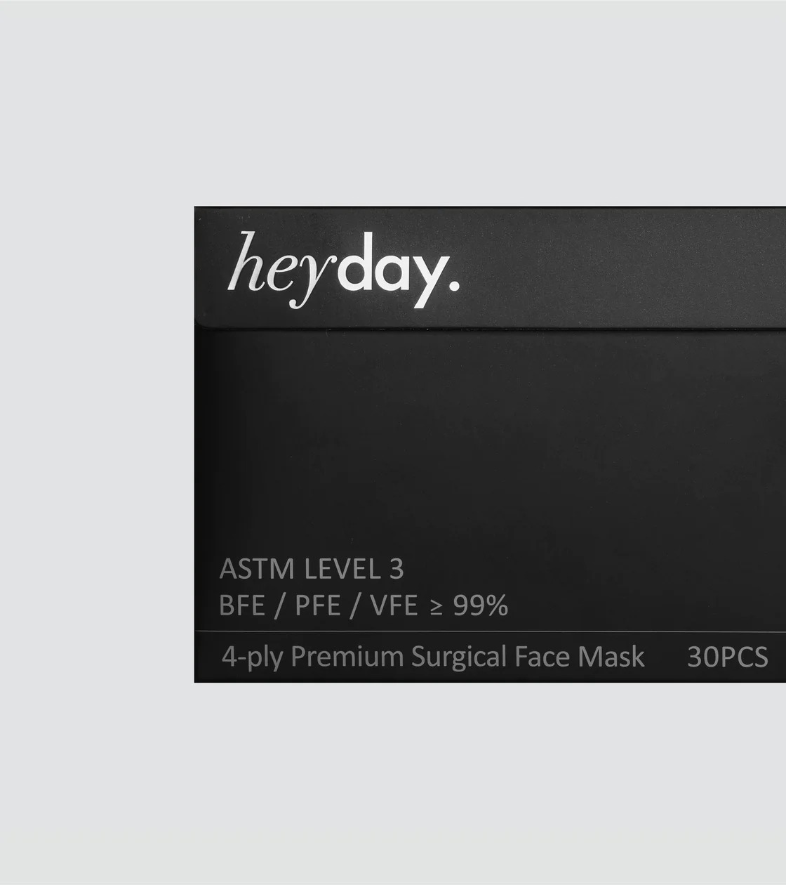 HEYDAY PREMIUM 4 PLY SURGICAL FACE MASK 30'S - ONYX BLACK