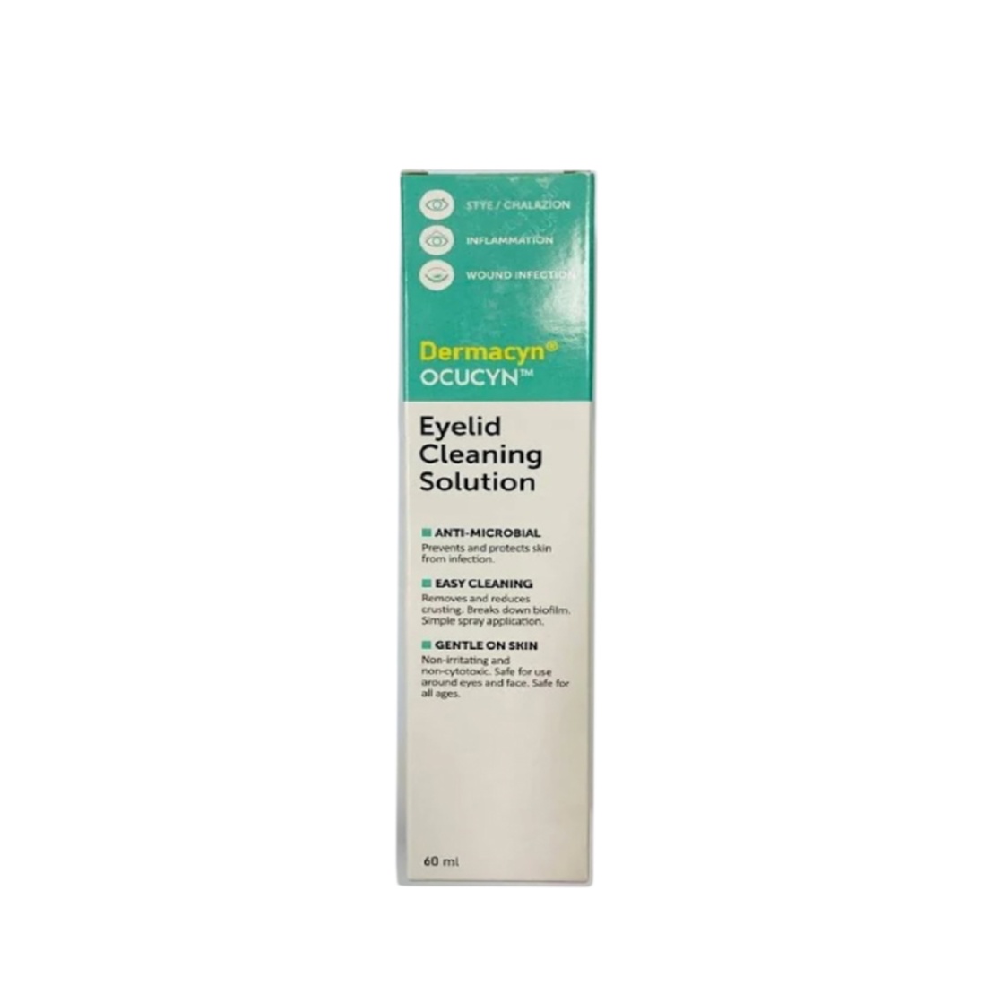 DERMACYN Ocucyn Eyelid Cleaning Solution 60ml -Eye Care, Cleaning Solution, Eye Health