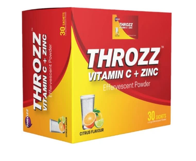 [SHORT EXPIRY 05/24] THROZZ VITAMIN C + ZINC EFFERVESCENT POWDER 30'S)