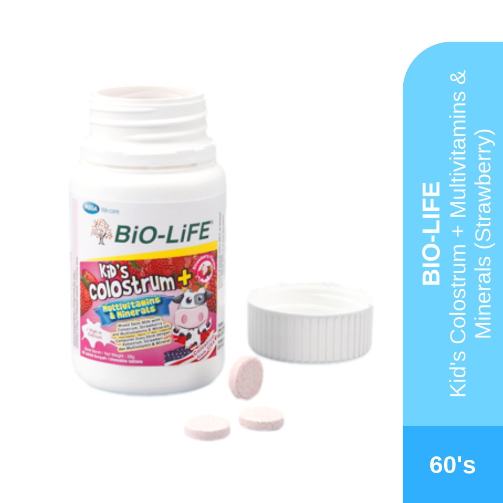 BIO-LIFE KID'S COLOSTRUM + MULTIVITAMINS & MINERALS 60'S - STRAWBERRY FLAVOUR
