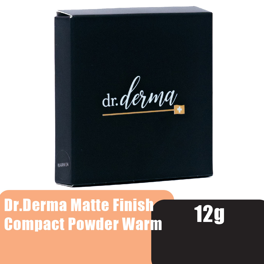 Dr Derma Matte Finish Compact Powder Foundation Warm 12g - Face Powder Bedak Muka 粉底 化妆品