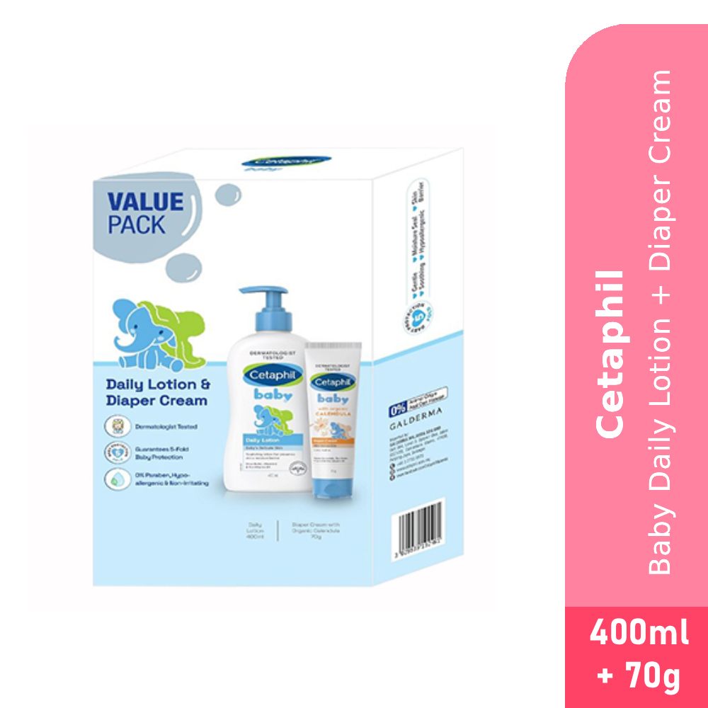CETAPHIL BABY DAILY LOTION 400ML + DIAPER CREAM 70G (SEASONAL PACKING)