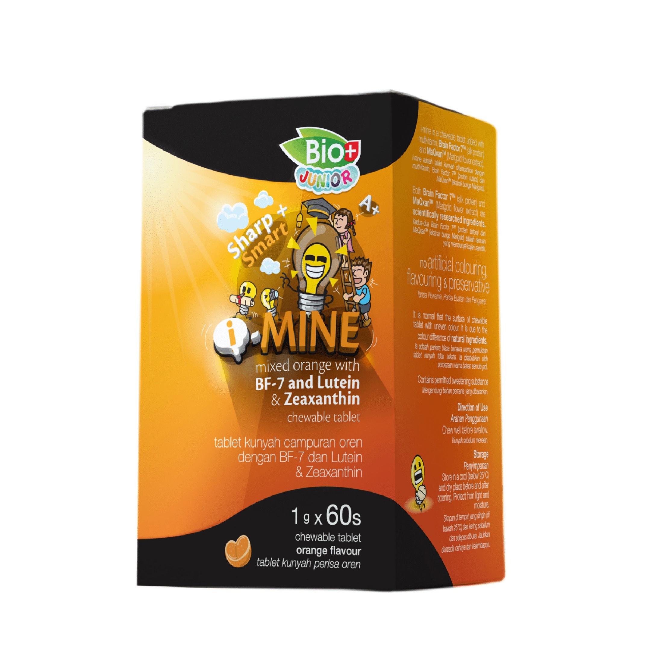 BIO+ Junior I-Mine Mixed Orange with Multivitamin for kids chewable tablet 60's eye & brain supplement for kids vitamin