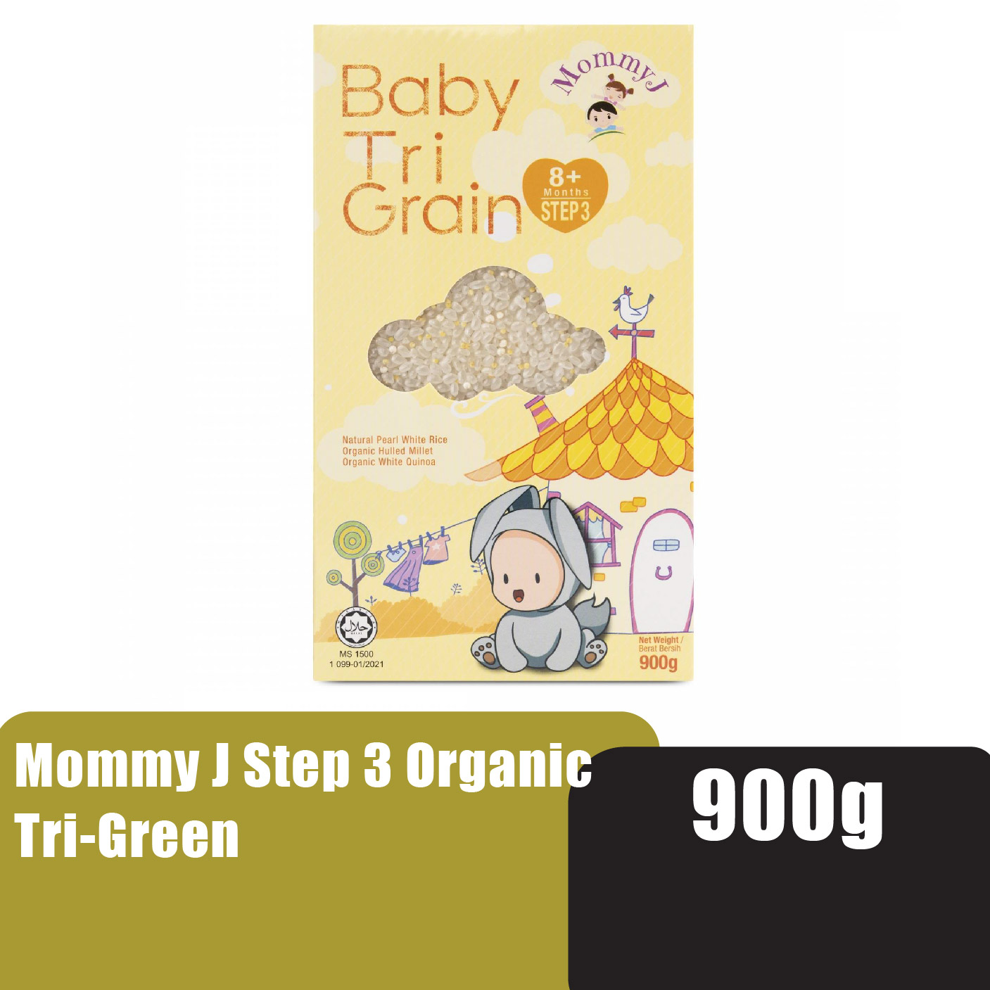 MOMMY J Step 3 Organic Tri-Grain 900g - Halal Baby Food, Makanan Baby for 8+ Months 宝宝米 / 宝宝辅食/ 宝宝营养米