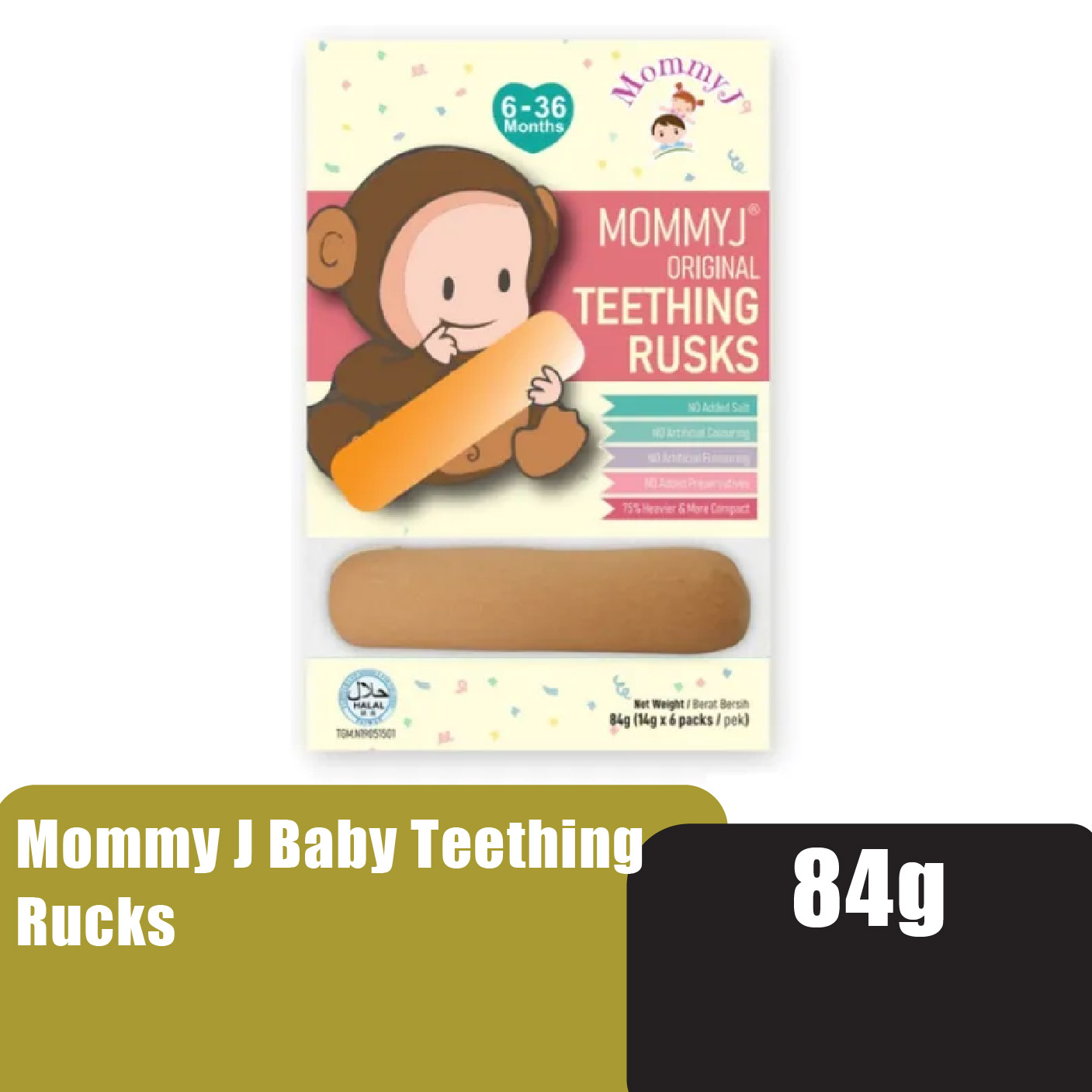 MOMMY J Baby Teething Rusks 84g - Baby Snacks, Baby Food / Makanan Baby, Baby Snack for 6+ Months 宝宝饼干 / 磨牙棒 / 宝宝零食